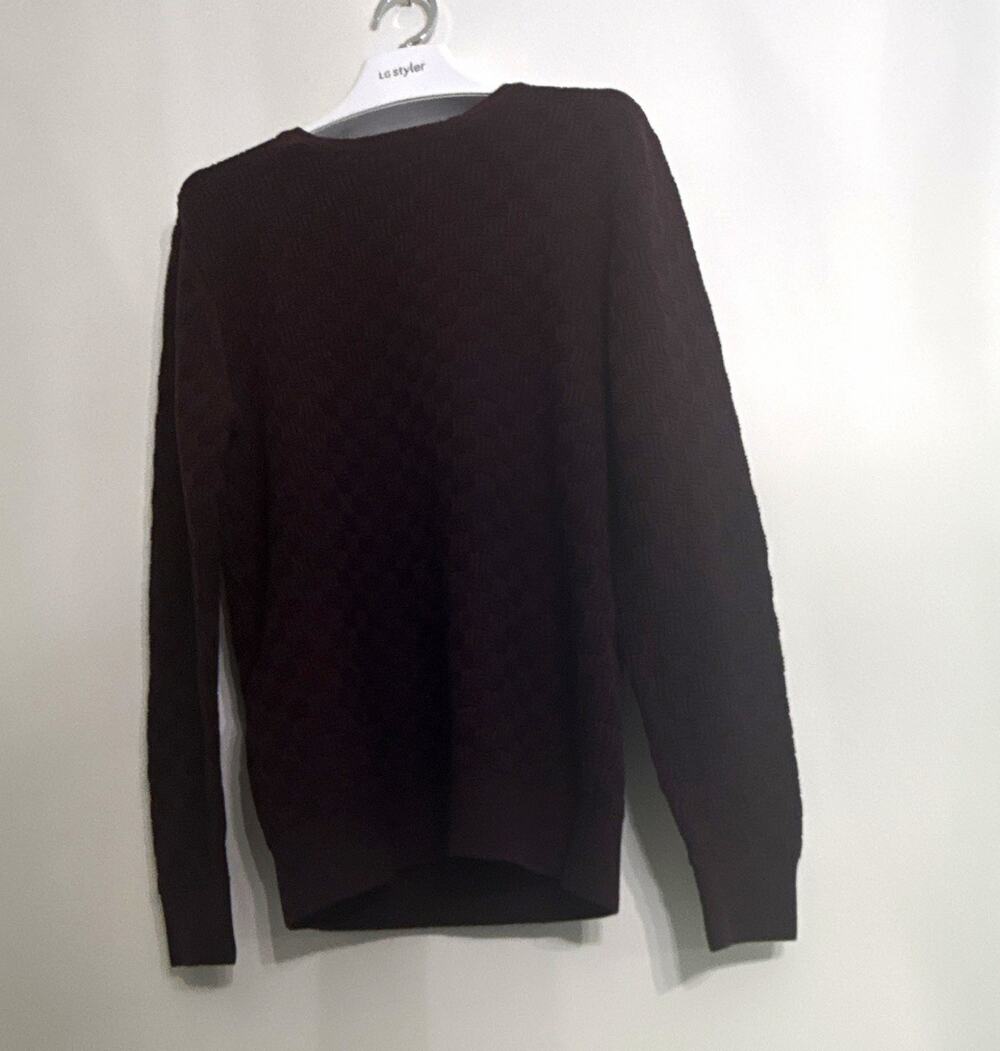 KARL LAGERFELD Burgundy Rib-Knit Crew Neck Long Sleeve Pullover Sweater S